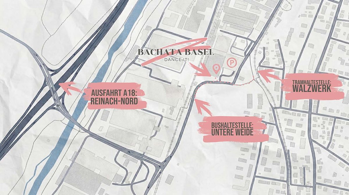 Anfahrtsplan: Tramstrasse 66, Münchenstein – Tram Walzwerk, Bus Untere Weide, A18 Ausfahrt Reinach-Nord